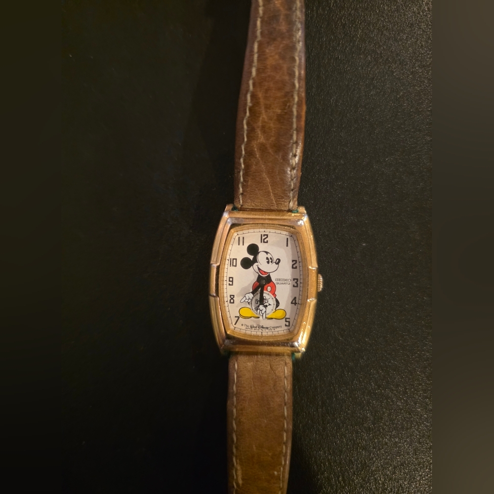 Seiko Women's Watch with Brown Leather Strap and Gold-Tone Case